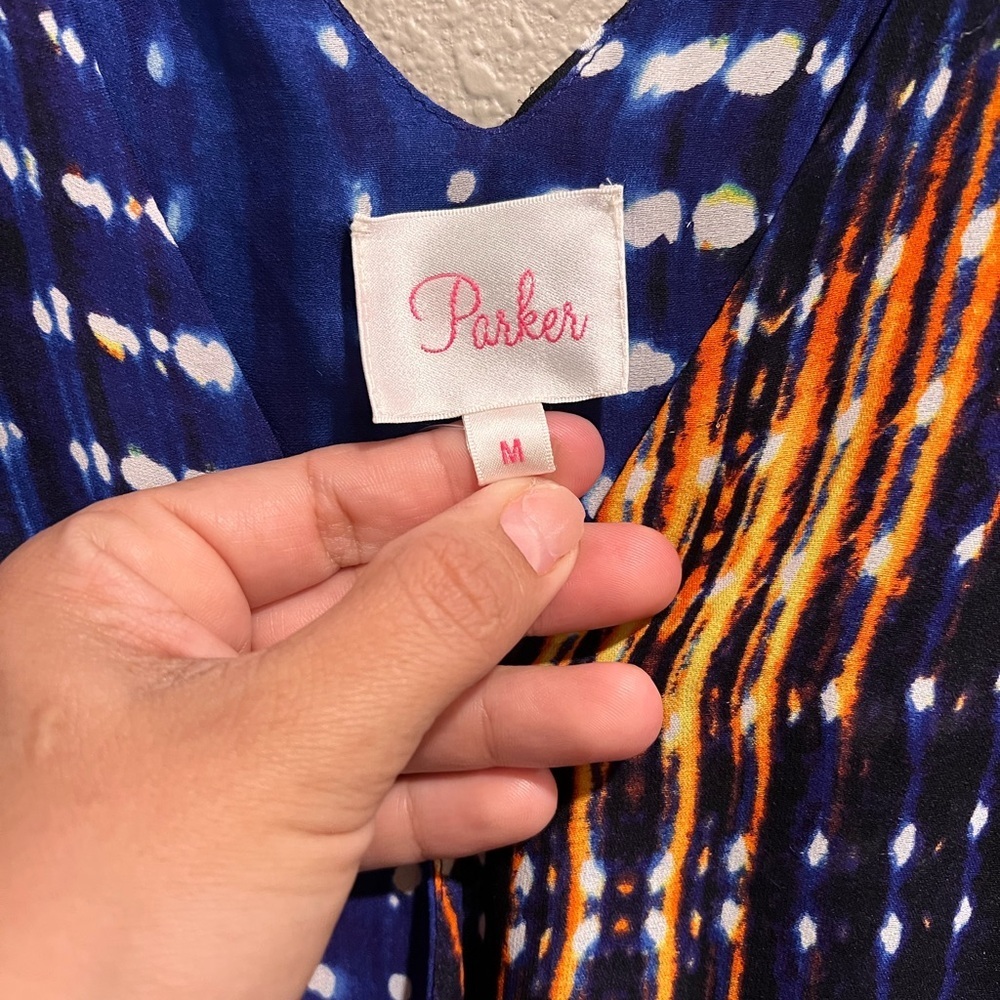 NWT Parker "Excl Quilted WR" 100% Silk Abstract Mini Dress Size Medium. - Picture 6 of 8
